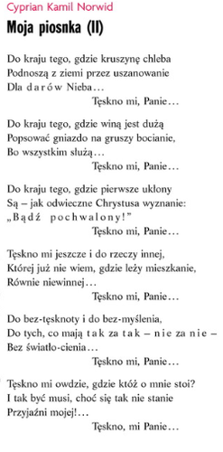 Moja Piosnka Ii Norwid Tekst Share